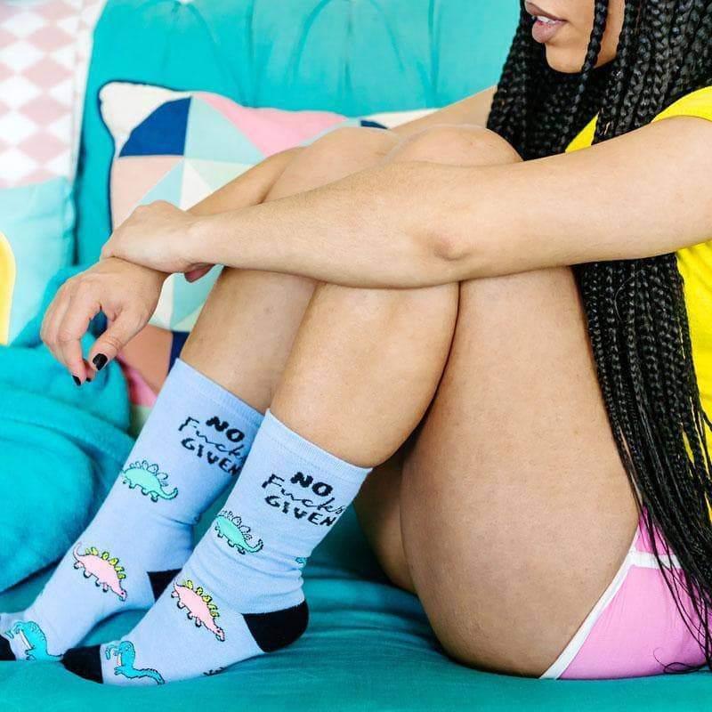 No Fucks Given Dinosaur Socks - Esme and Elodie