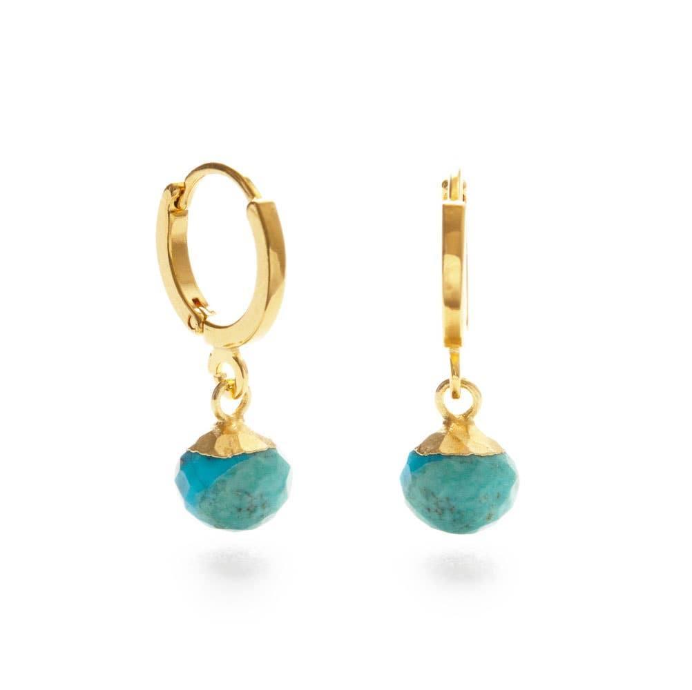 Onion Cut Gemstone Huggie Hoops - Esme and Elodie