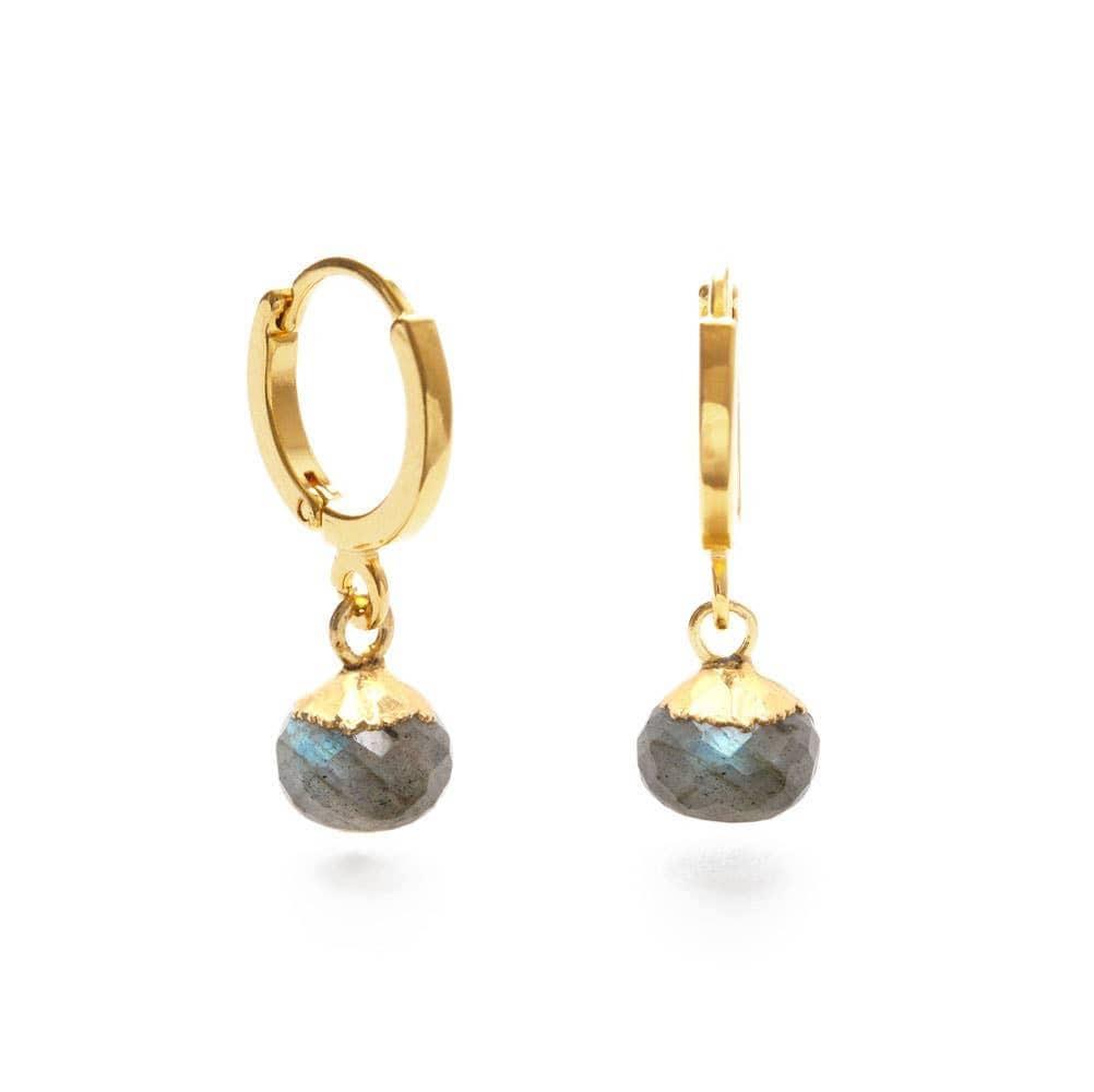 Onion Cut Gemstone Huggie Hoops - Esme and Elodie