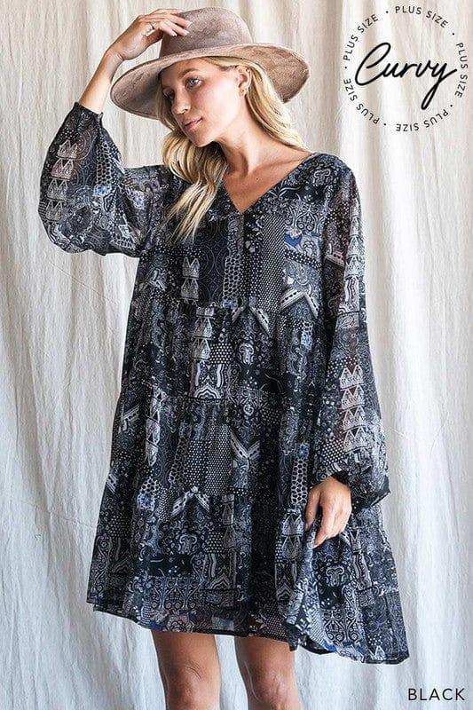 Plus size women poly soft boho mix and match tiered dress – Esme and Elodie