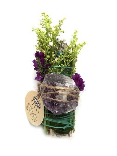 Ritual Sage Wand with Amethyst - 4" - Esme and Elodie
