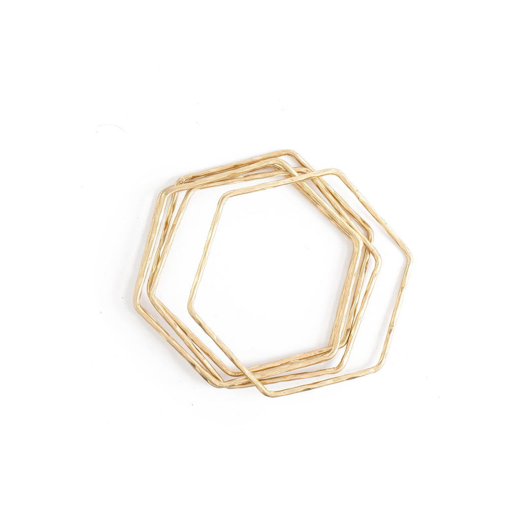 Set 5 Gold Hexagon Bangles - Esme and Elodie