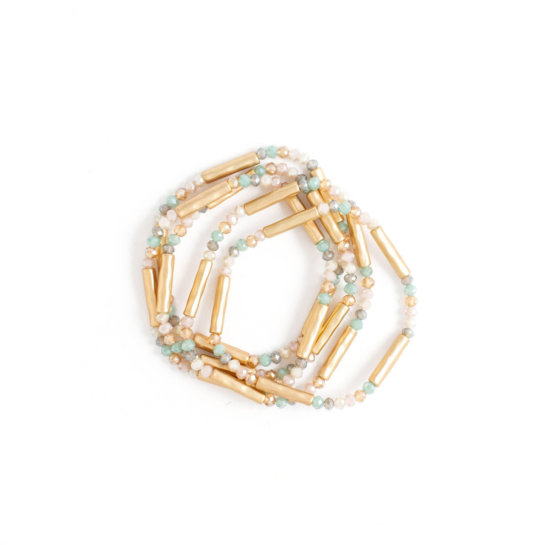 Set/5 Crystal and Metal Bracelet Set - Esme and Elodie