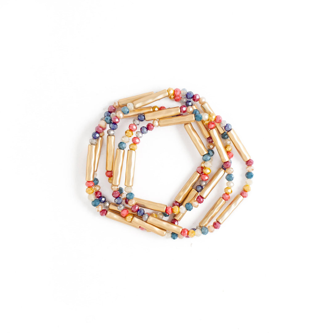 Set/5 Crystal and Metal Bracelet Set - Esme and Elodie