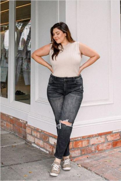 Shoreside- plus size black mom jeans