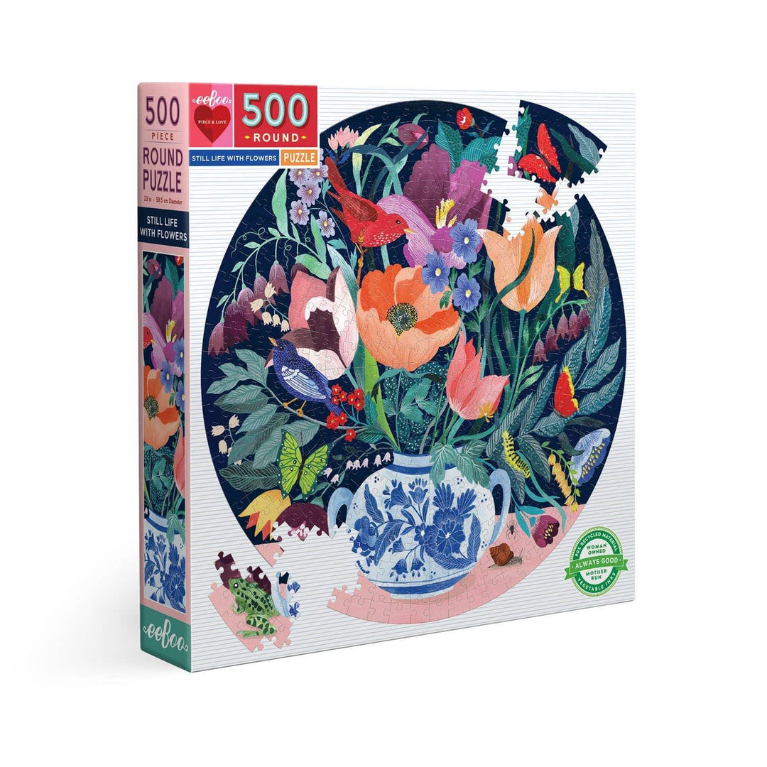 Still Life with Flowers 500 Piece Round Puzzle - Esme and Elodie