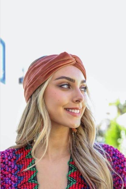 Velvet Ear Warmer Headband in Camel - Esme and Elodie