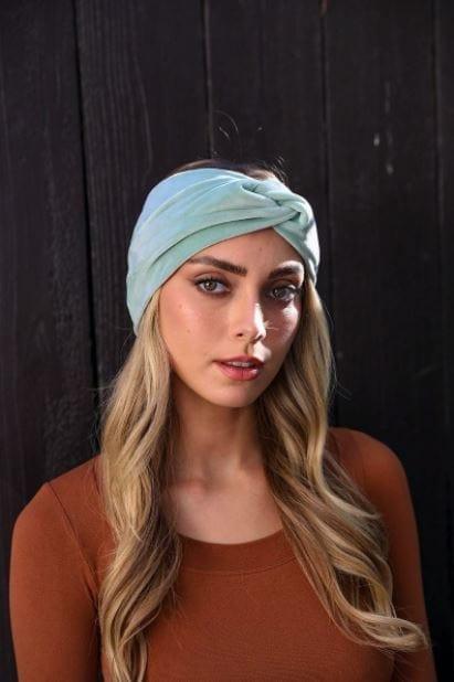 Velvet Ear Warmer Headband in Sage - Esme and Elodie