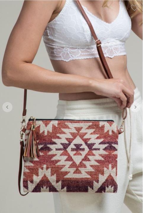 Western Print wristlet with cross body strap - Esme and Elodie