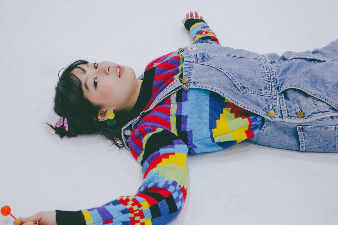 Pacific Northwest fashion girl wearing a vintage sweater and overalls  - Esme and Elodie