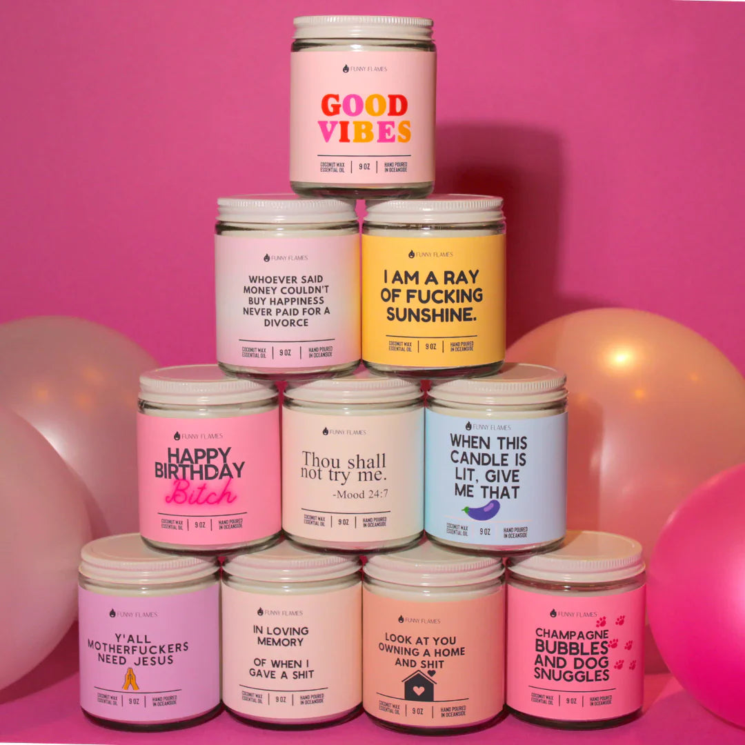 stack of funny gift candles