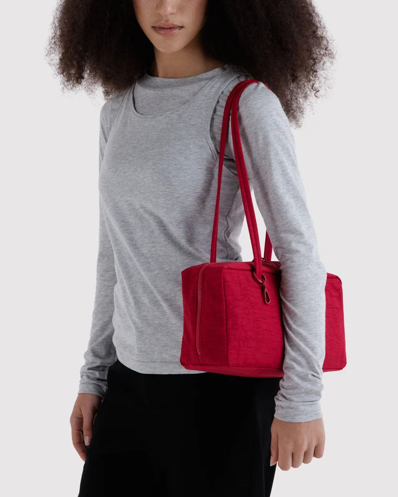 BAGGU- Nylon Bowler Bag Shoulder Purse- Cherry
