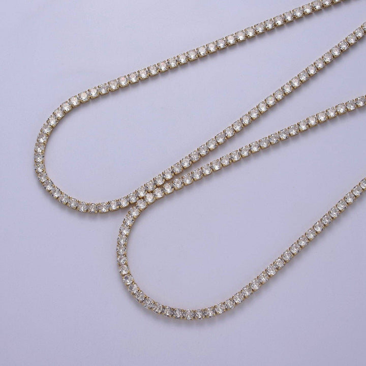 Classic Cubic Zirconia Tennis Necklace , Diamond Necklace , 14K Gold Filled Tennis Adjustable Necklace, Gift for her WA-602: 18 Inches + 2 Inch Extender