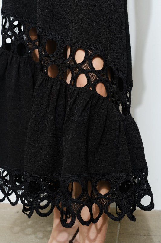 Womens Black Crochet Dress