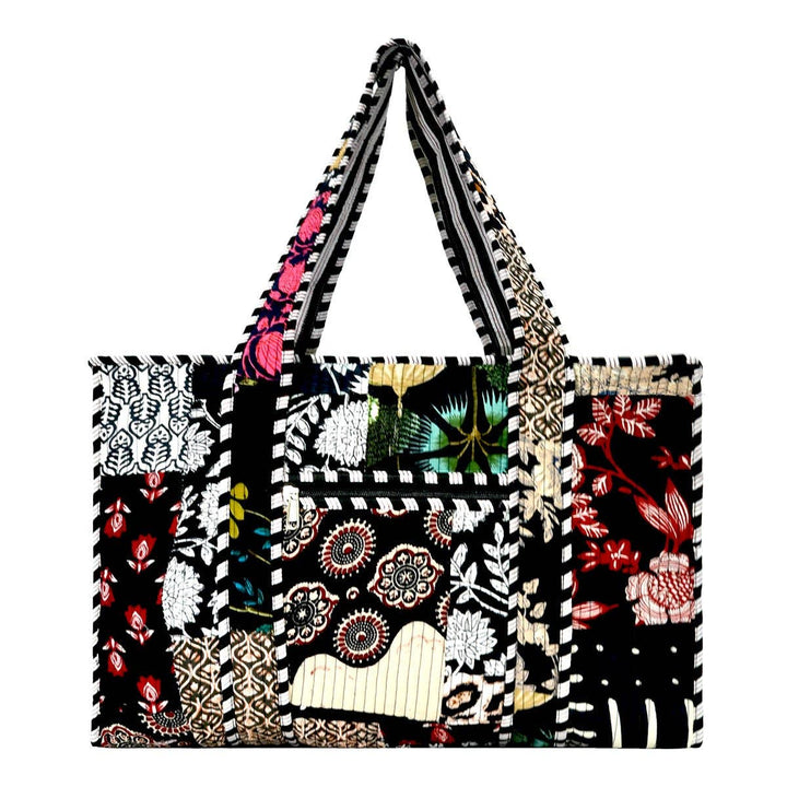 Cotton Fabric Patch Block Print Tote Bag- Small