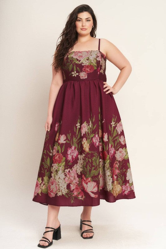 Plus Size Flying Tomato Printed Floral Maxi Dress