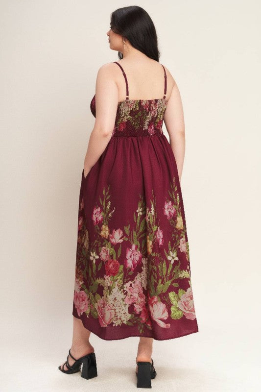 Plus Size Flying Tomato Printed Floral Maxi Dress