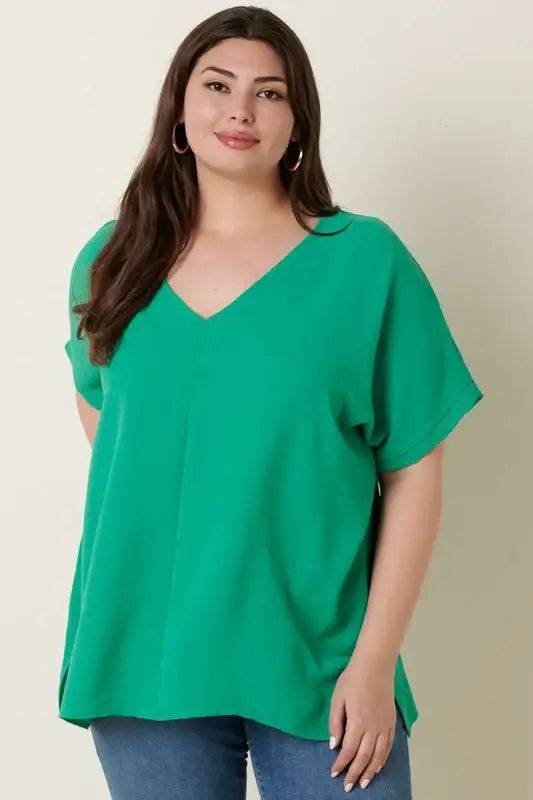 Plus Size Airflow Dolman Sleeve Woven Top in multiple colors
