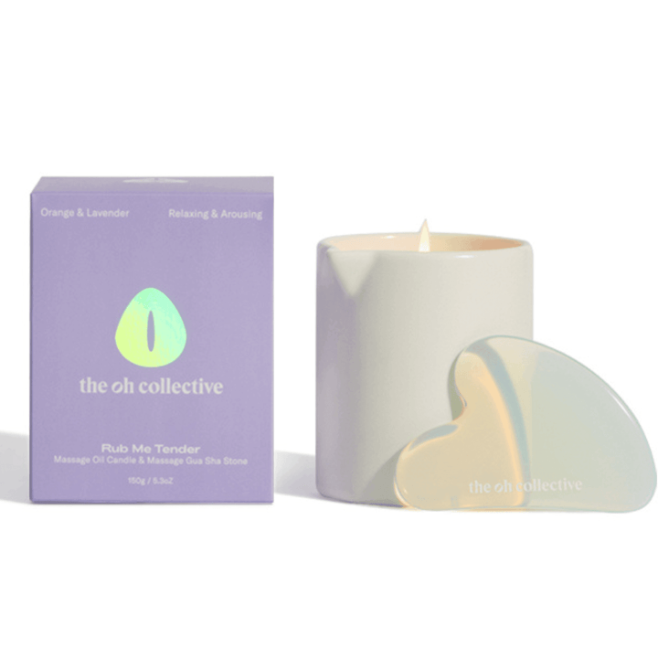 The Oh Collective - Rub Me Tender | Natural Massage Oil Candle with Gua Sha