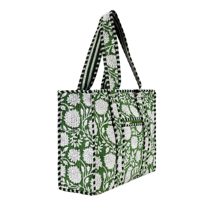 Cotton Block Print Tote Bag-Large