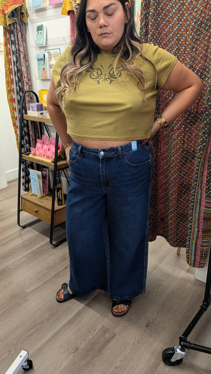 Women  and Plus Size Judy Blue Lux Retro Petite Wide Leg