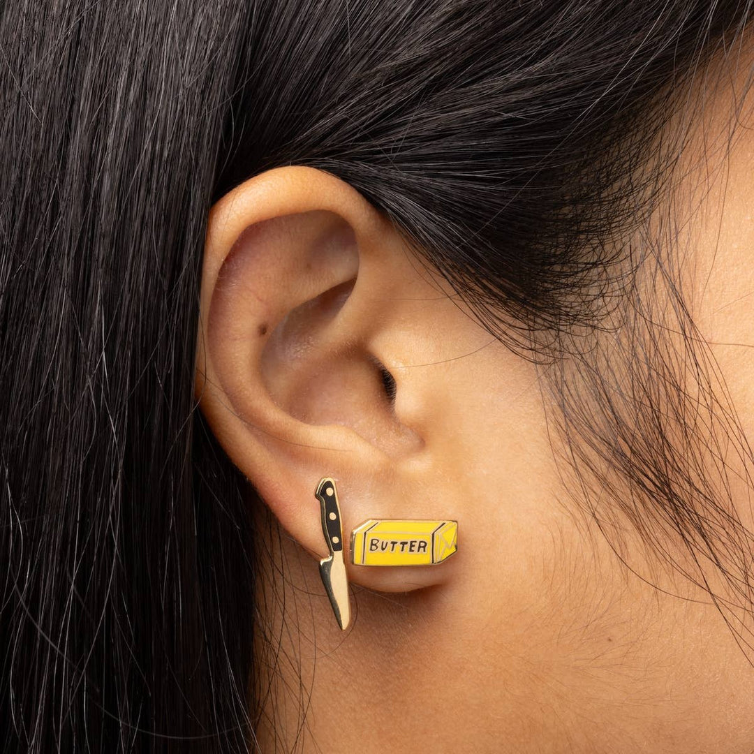 Yellow Owl Workshop - Butter Knife Earrings - Gold Foodie Statement Studs