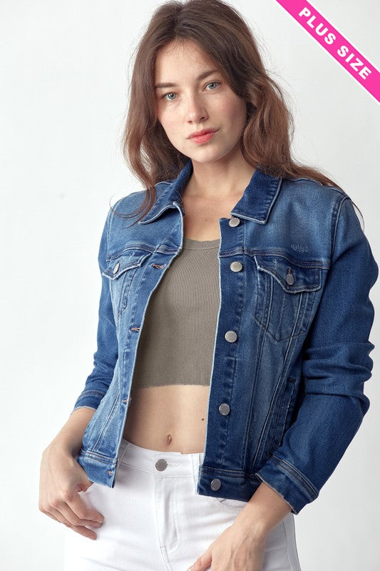 Plus Size Mittoshop vintage washed denim jacket