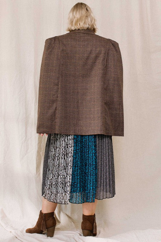 Plus Size Leopard and Teal Midi Skirt