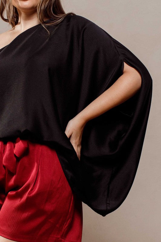 Plus Size One Shoulder Blouse
