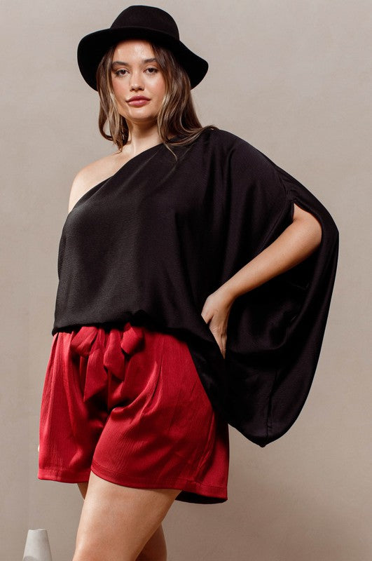 Plus Size One Shoulder Blouse