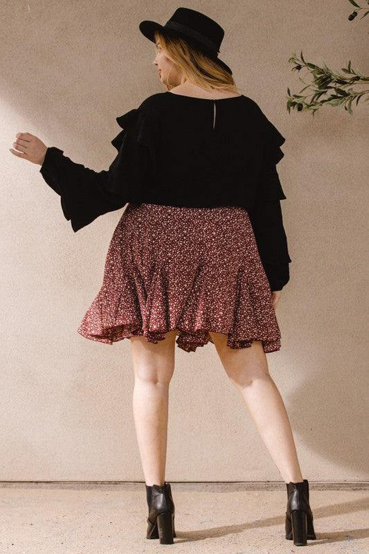 Plus Size Ditsy Leopard Mini Skirt