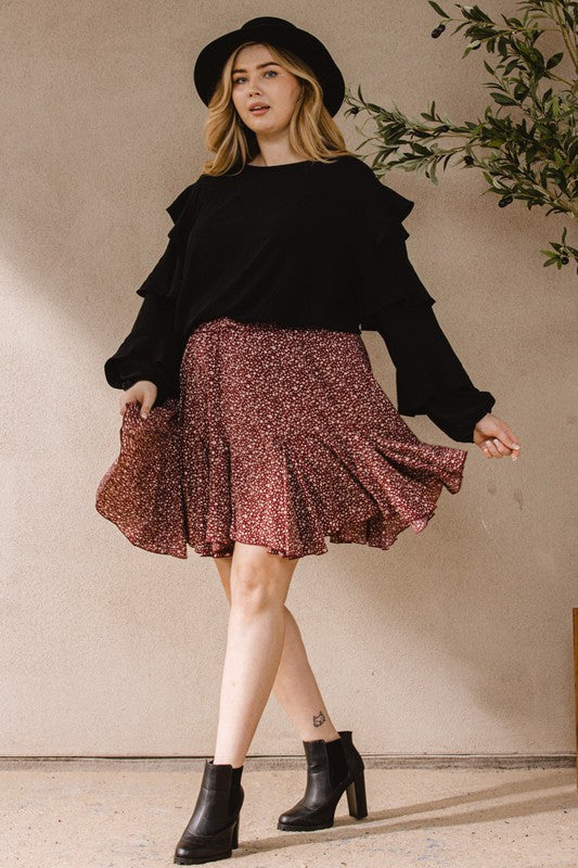 Plus Size Ditsy Leopard Mini Skirt