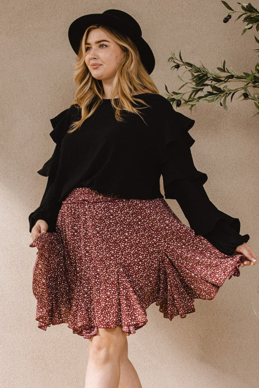 Plus Size Ditsy Leopard Mini Skirt