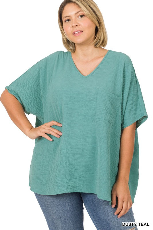 Plus Size Airflow Cropped topped with Pocket