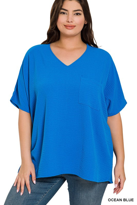 Plus Size Airflow Cropped topped with Pocket