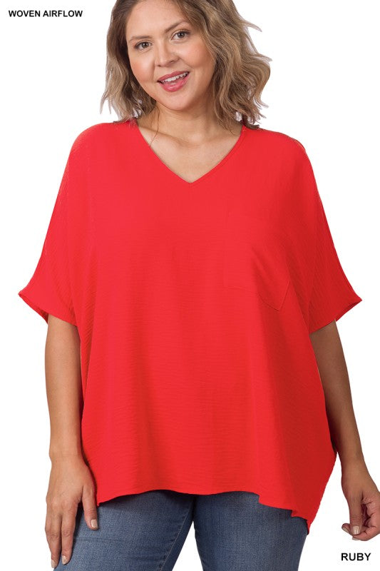 Plus Size Airflow Cropped topped with Pocket