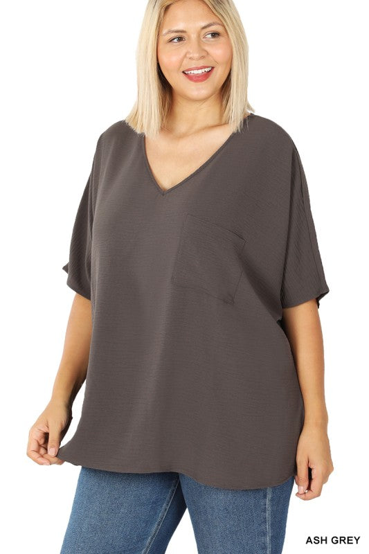 Plus Size Airflow Cropped topped with Pocket