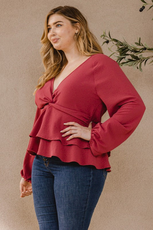 Plus Size vneck Peplum Top