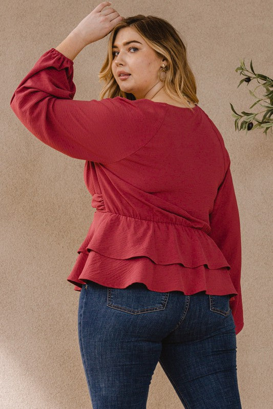 Plus Size vneck Peplum Top