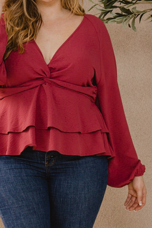 Plus Size vneck Peplum Top