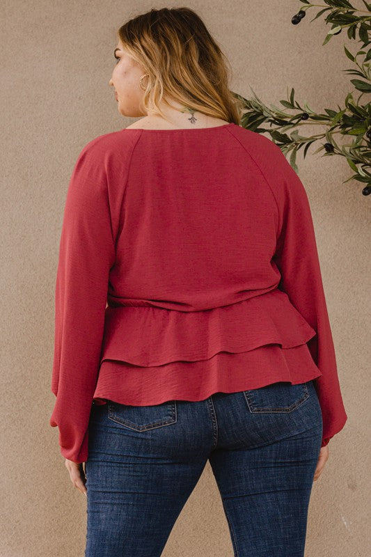 Plus Size vneck Peplum Top