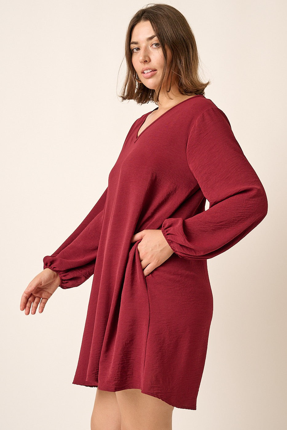 Plus Womens Mittoshop Airflow LS Mini Dress Wine