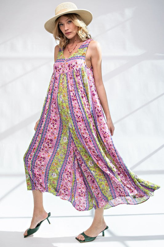 Womens Easel sleeveless printed gauze romper