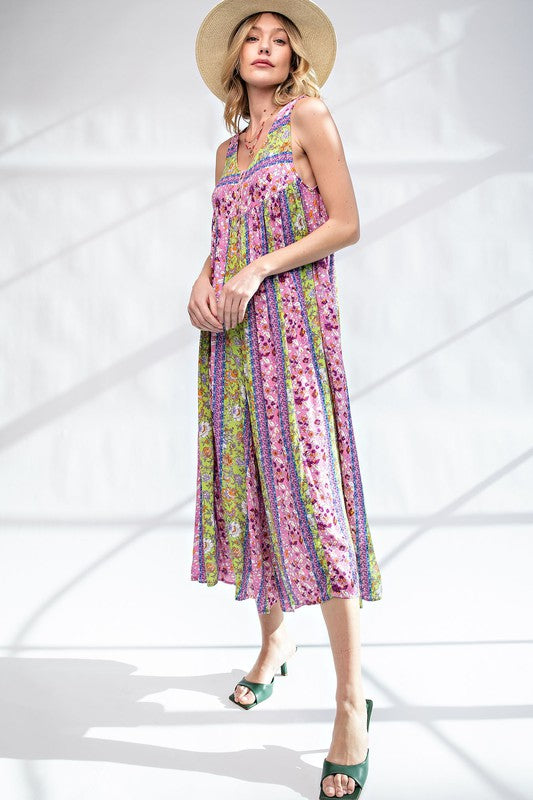 Womens Easel sleeveless printed gauze romper