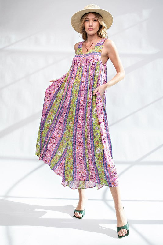 Womens Easel sleeveless printed gauze romper