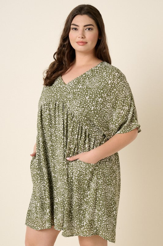 Womens Plus Size Mittoshop Abstract animal print minidress