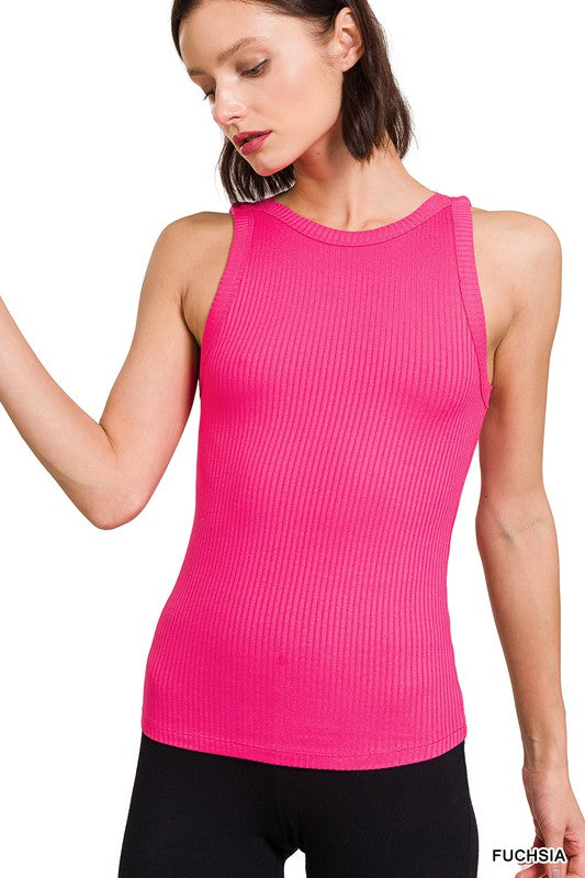 Womens Ribbed Sleeveless Ribbed Tank Top