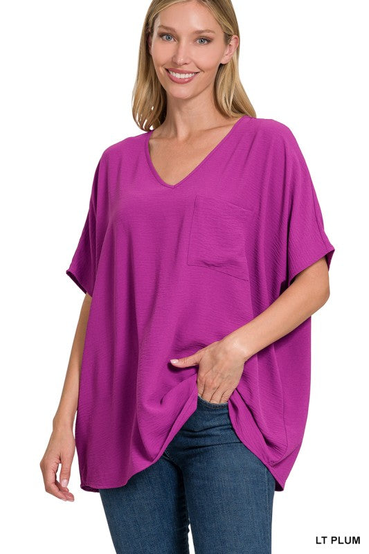 Womens Airflow Dolman top cropped with pocket