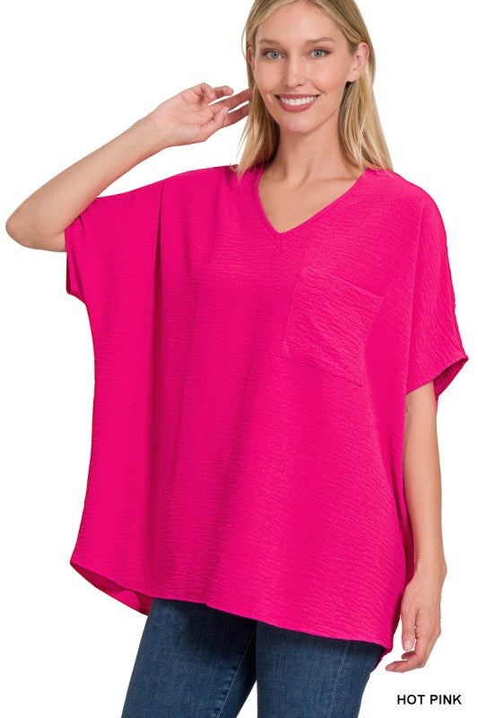 Womens Airflow Dolman top cropped with pocket