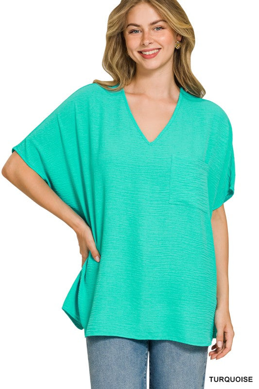 Womens Airflow Dolman top cropped with pocket